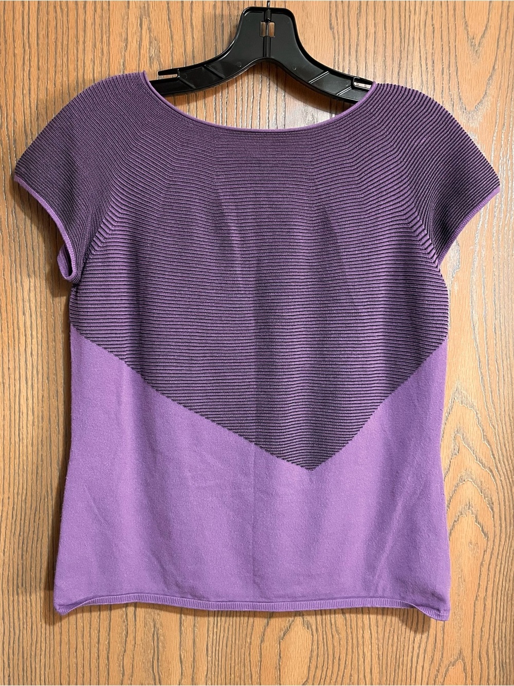 Armani Collezioni Purple Two-Tone Knit Cap Sleeve Top - Picture 3 of 3